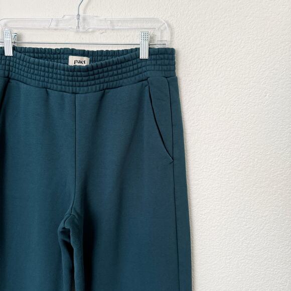 [Pact] Celestial Teal Wide Leg High Rise Sweatpants Courtside Fleece Sz Large L - Picture 4 of 12